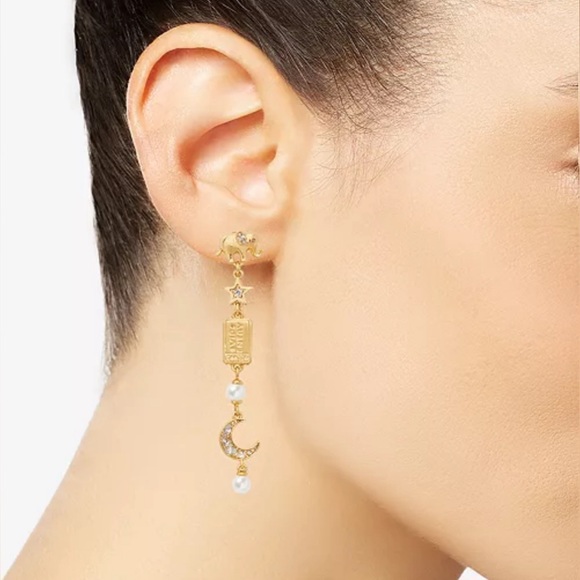 Kate Spade NWT Gold and Pearl Carnival Charm Linear Drop Earrings - Picture 3 of 11